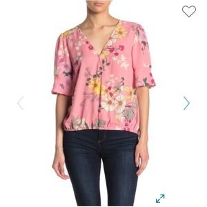 Sanctuary pink floral garden wrap top. NWT